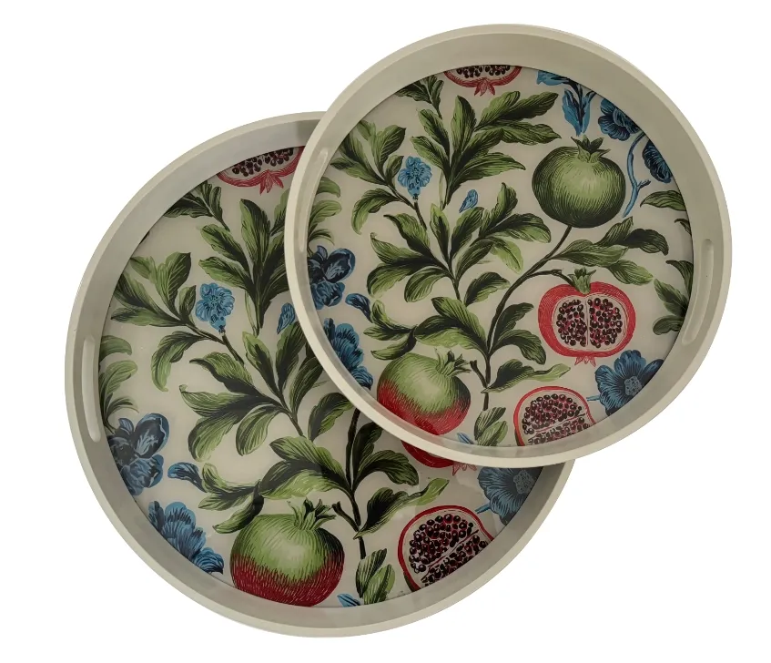 Sada 2 okrúhlych podnosov Pomegranate