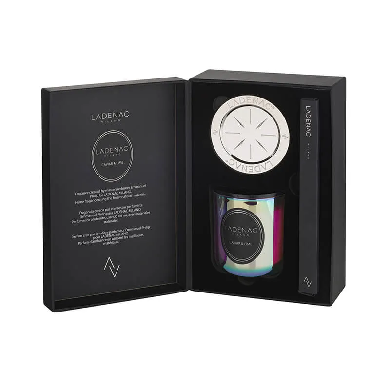 LADENAC - Sviečka CAVIAR LIME holographic 200g + zápalky + podnos Urban Senses