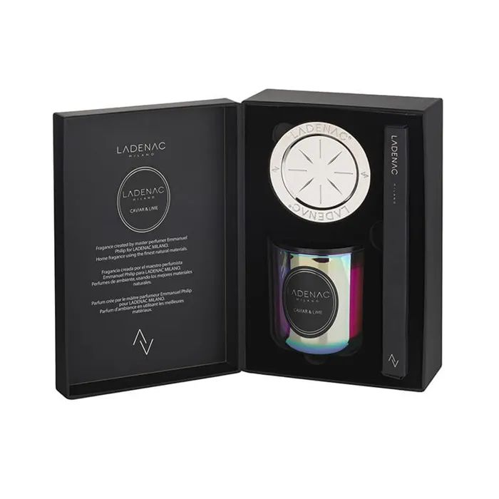 LADENAC - Sviečka CAVIAR LIME holographic 200g + zápalky + podnos Urban Senses