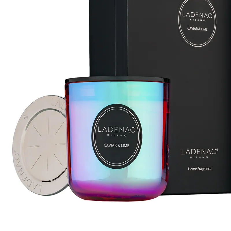 LADENAC - Sviečka CAVIAR LIME holographic 500g + zápalky + podnos Urban Senses
