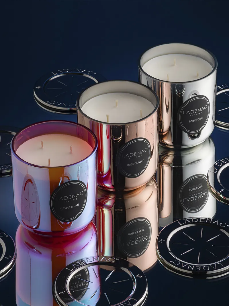 LADENAC - Sviečka CAVIAR LIME holographic 500g + zápalky + podnos Urban Senses