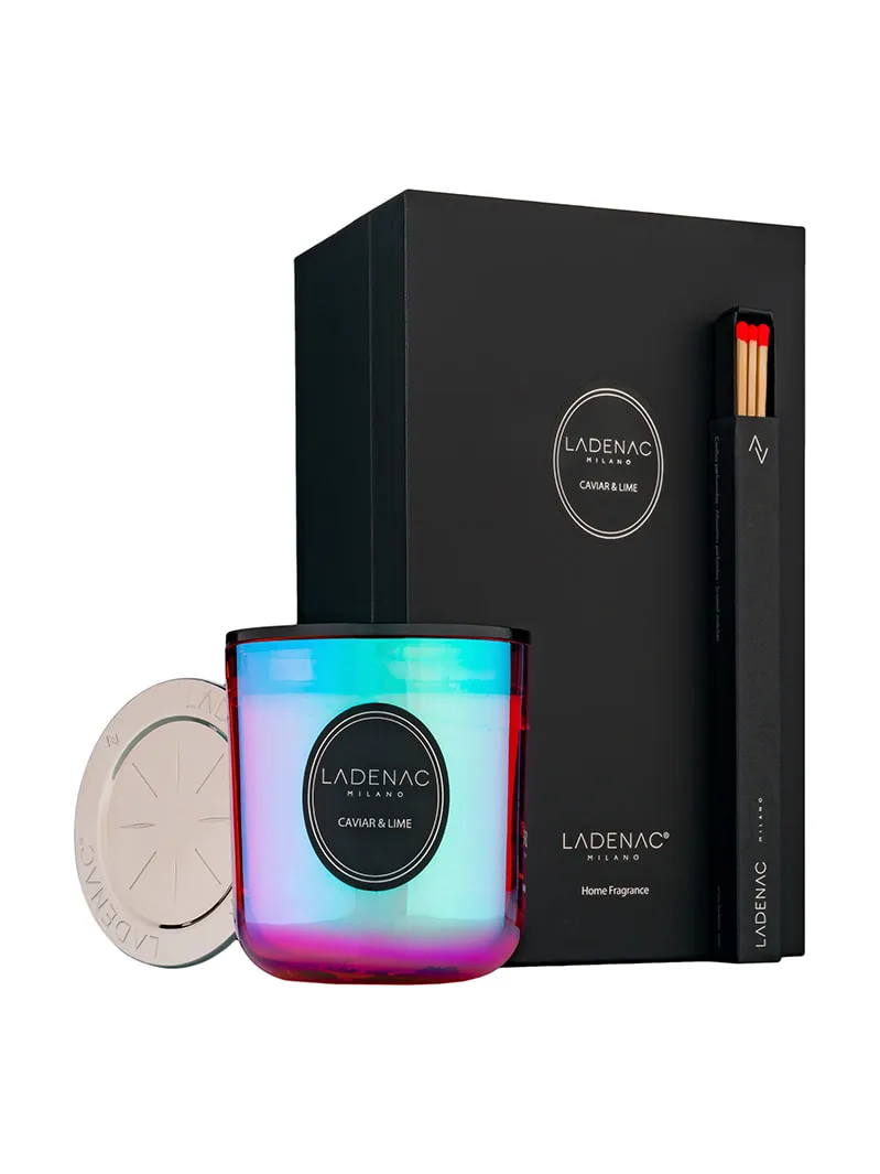LADENAC - Sviečka CAVIAR LIME holographic 500g + zápalky + podnos Urban Senses