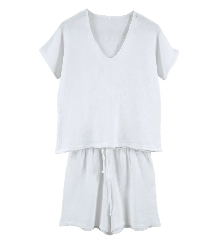 HAOMY - SYMI Tričko a šortky BLANC L/XL