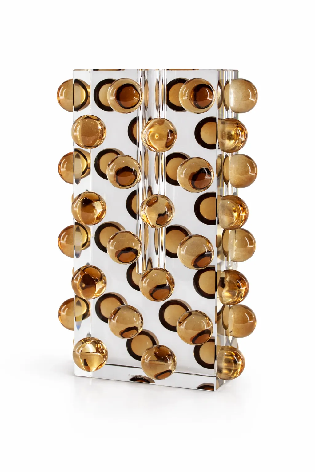 FANCY - Krištáľová váza s jantárovými guľami