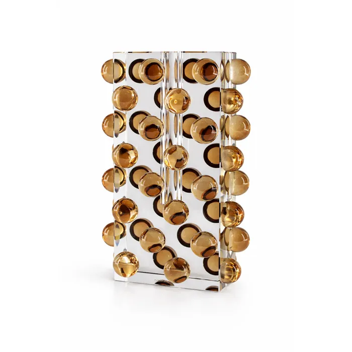 FANCY - Krištáľová váza s jantárovými guľami