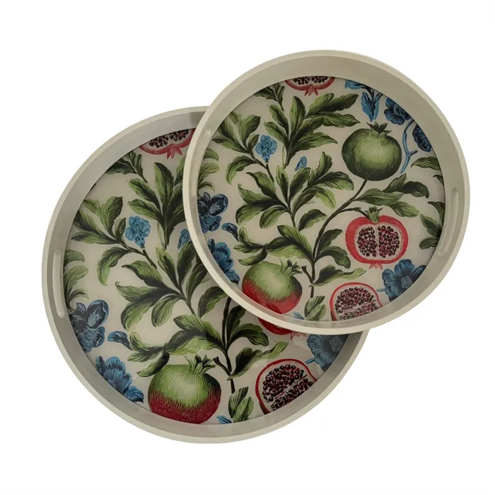 Sada 2 okrúhlych podnosov Pomegranate