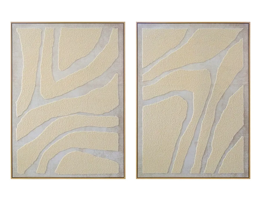 FANCY - Obrazy tlač + béžový bouclé dizajn v ráme