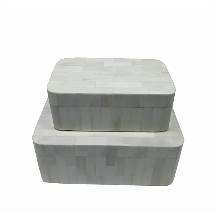 FANCY - Dekoratívne obdĺžnikové krabičky White Bone